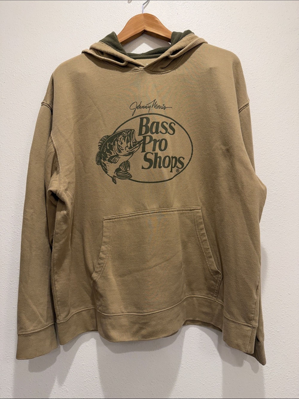 Bass Pro Shops Tan Hoodie with Green Logo